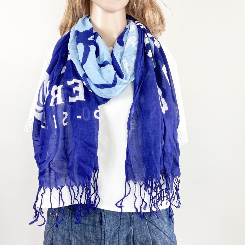 Sperry nautical blue scarf anchor starfish fringe
